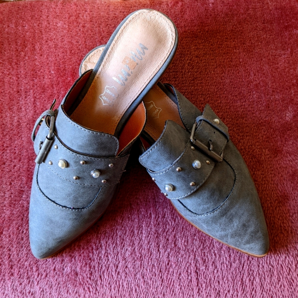 Grey studded Mule shoes size 6